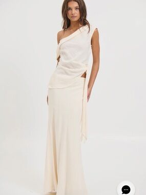 Bronze snake One-Shoulder blouse and maxi skirt